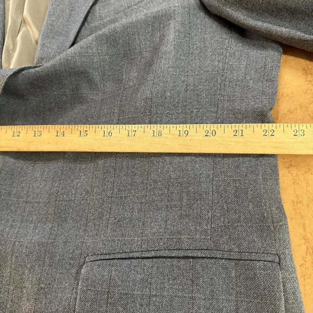 Oscar De La Renta Blazer Mens Sz 44R Blue‎ Plaid Silk Wool Sport Coat Jacket
